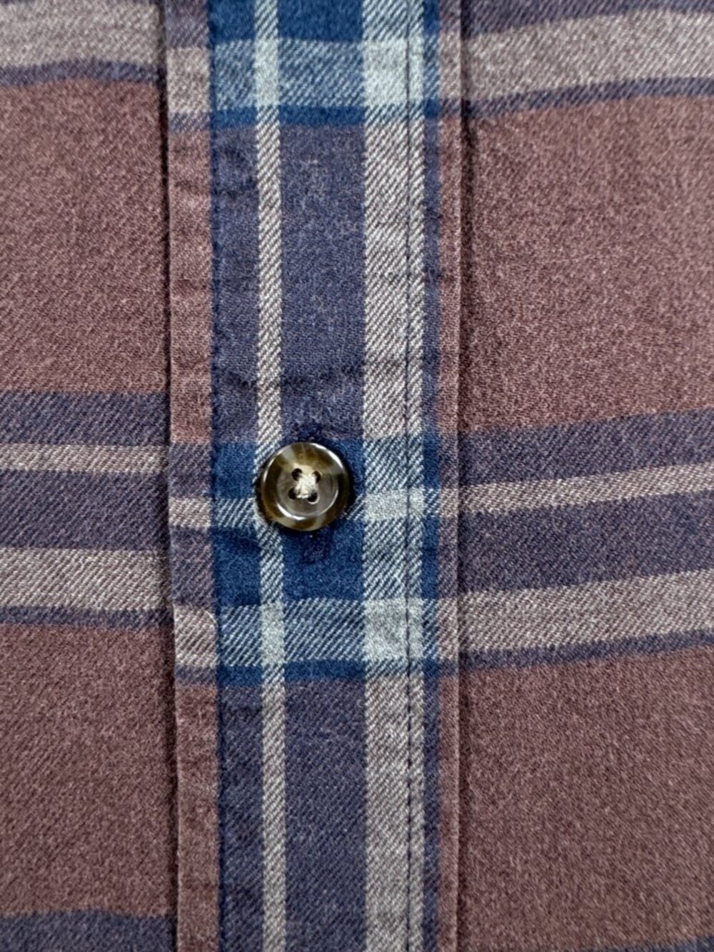 Viyella Flannel Plaid Brown Blue Men Canada Large Button-Down Pocket Cotton Wool - Picture 10 of 16